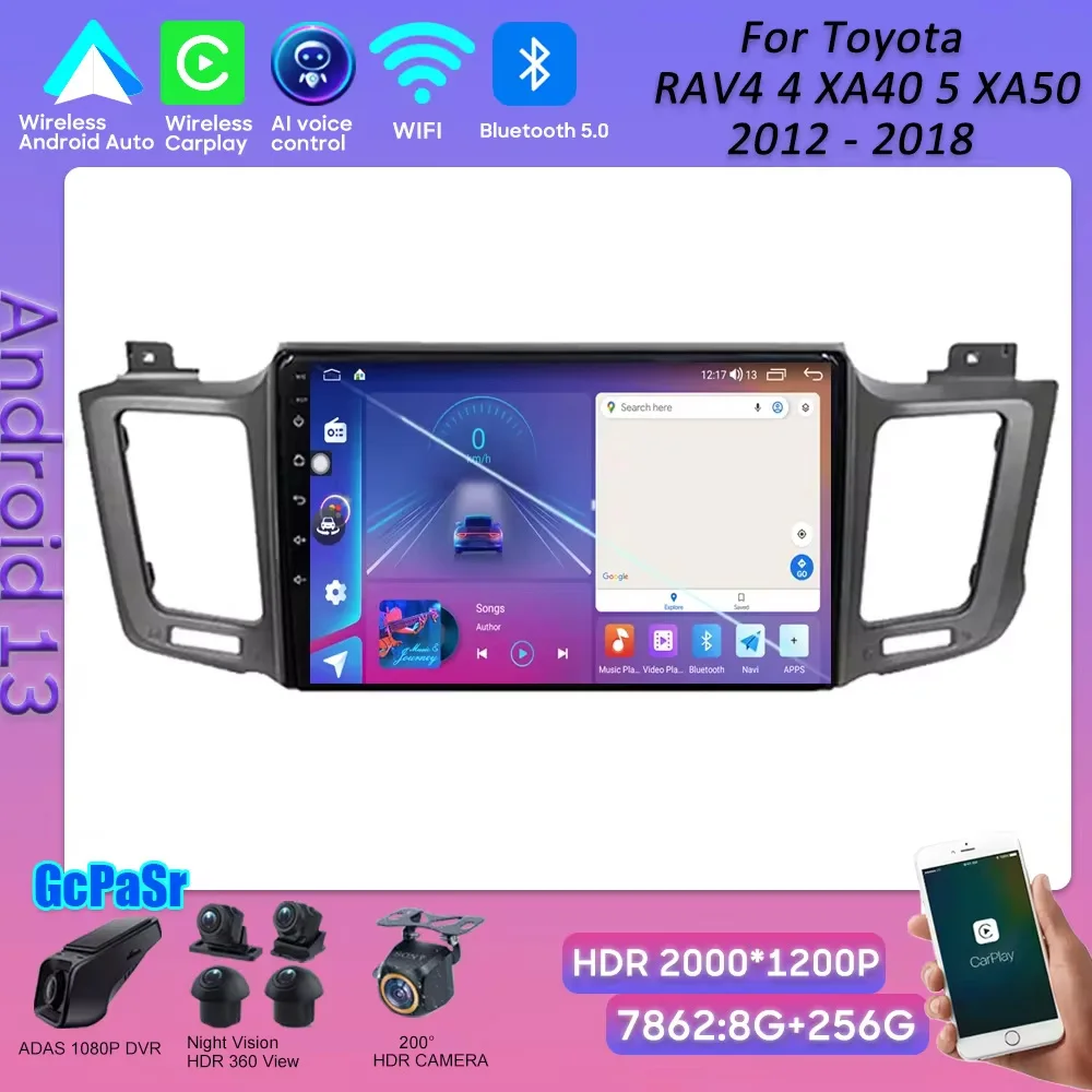 

Android Radio For Toyota RAV4 4 XA40 5 XA50 2012 - 2018 Car Multimedia Player No 2din DVD Stereo Head Unit Mirror Link Bluetooth