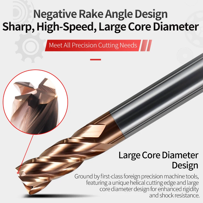 

CNC Ball Nose End Mill 4 Flute Tungsten Carbide Milling Cutter HRC55 Router Bit for Metal Steel Aluminum R0.5 Shank 6mm 8mm 10mm