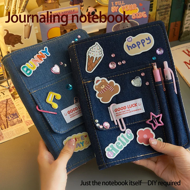 1 Stück Retro Denim Notizbuch Journaling-Notizbuch / Raster-Kartenbuch Mini Tragbarer Kartenorganizer DIY-Freundlich