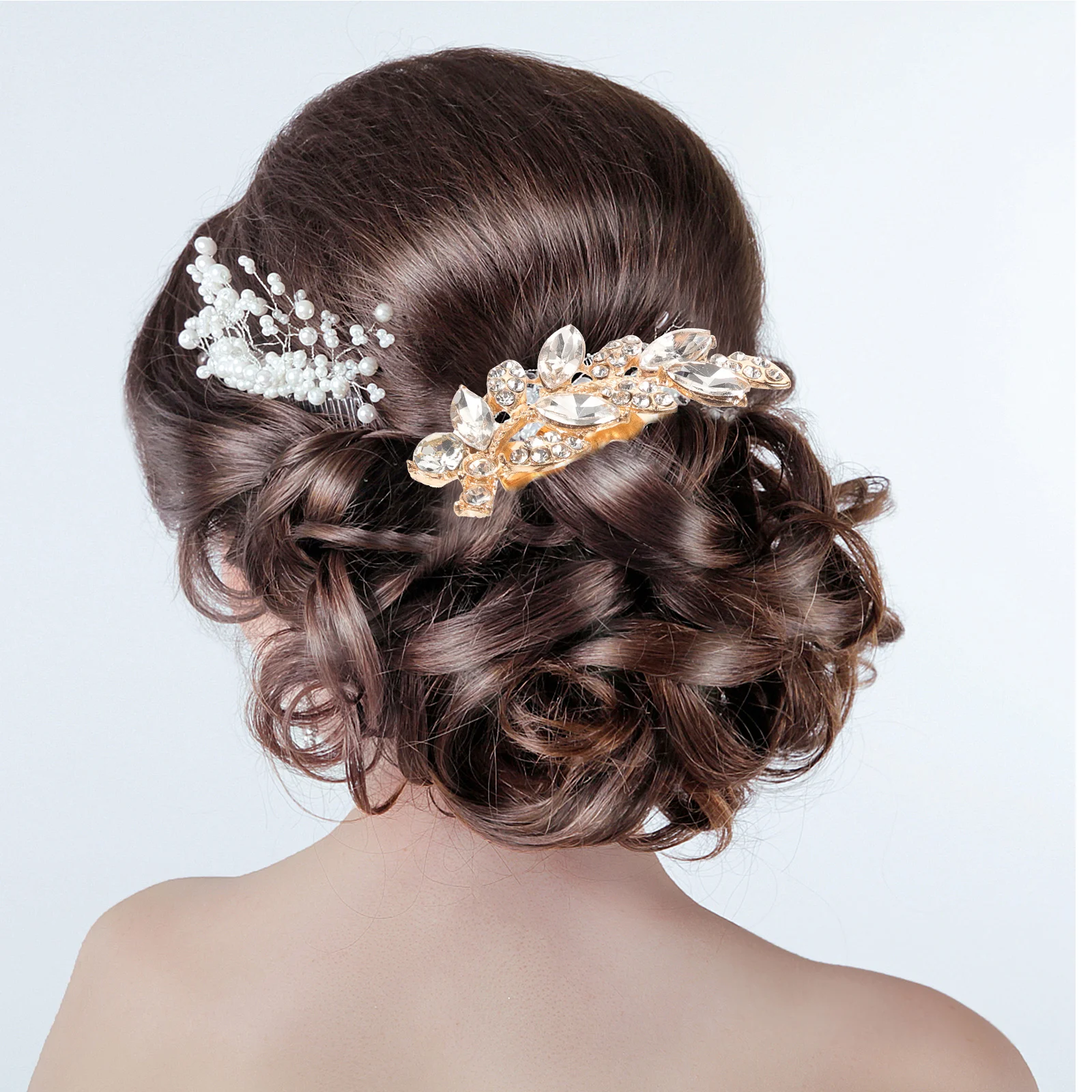 

Gold Leaf Bridal Hair Comb Women Headdress H made Wedding Party Accessories fs Leaves Rhinestone Hair Side Comb