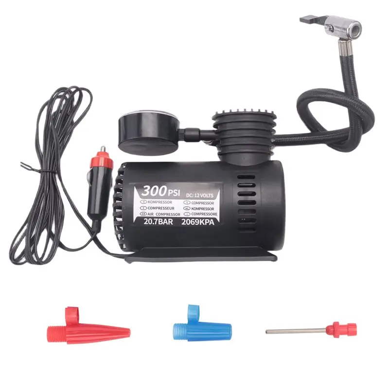 Highly Recommended 12V Electric Wired Air Compressor And Tire Pump - Includes 3 Needles For Cars, Bicycles, Motorcycles, Kayaks