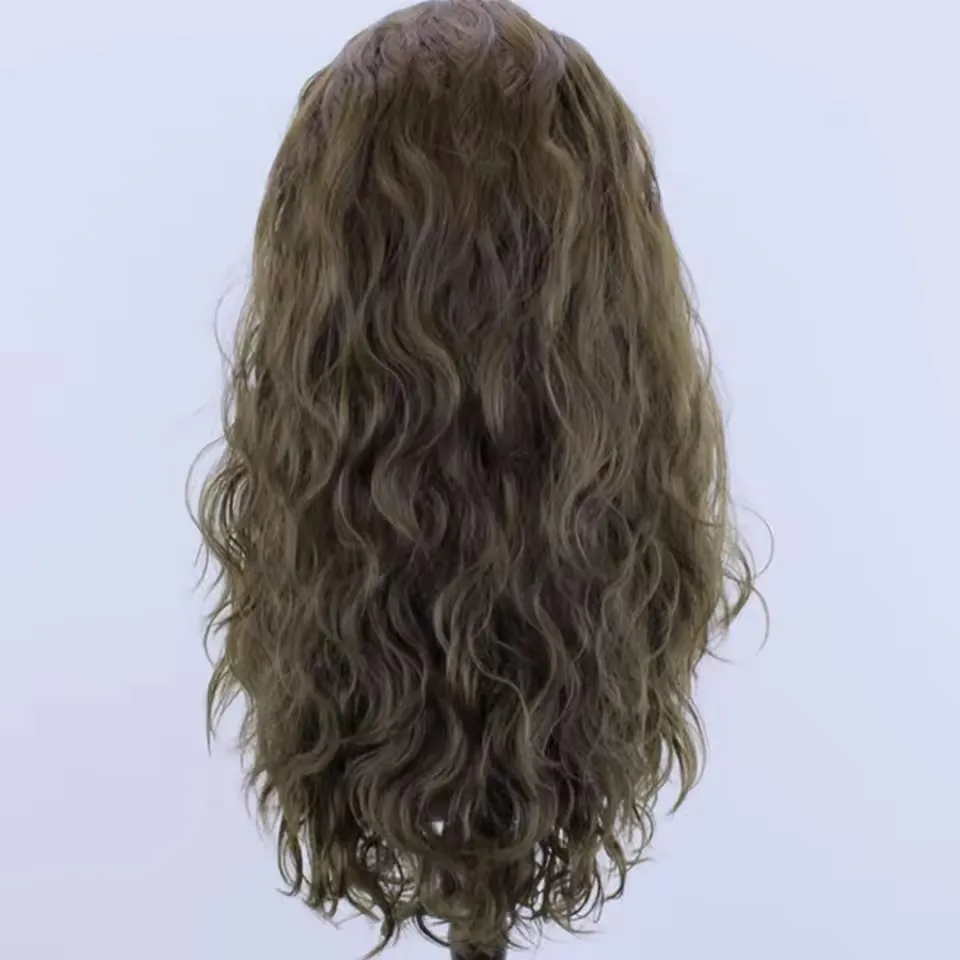 الاصطناعية الدانتيل الجبهة الباروكات بارد براون شعر مستعار مجعد للنساء شعر مستعار بني طويل فضفاض مجعد الدانتيل الباروكة الاستخدام اليومي شعر مستعار موجة طبيعية تأثيري #3