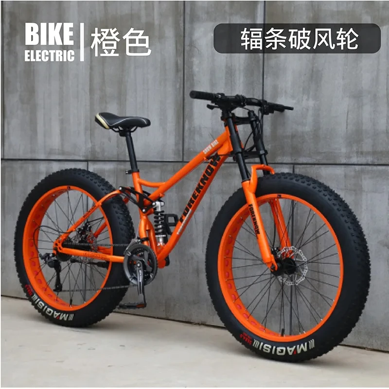 

soft tail Fatbike off-road beach snow mountain bike Full Suspension Downhill Bike double disc brake 4.0 fat tires radial wheel