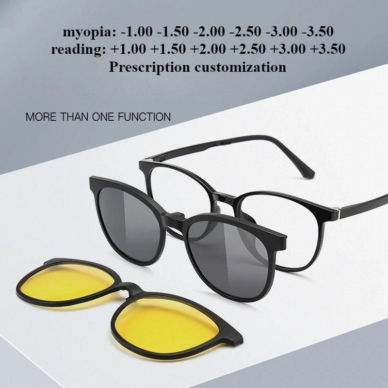 

51-18 солнцезащитные очки с магнитным зажимом, женские солнцезащитные очки «три в одном» для близорукости и астигматизма, мужские очки ночного видения для вождения