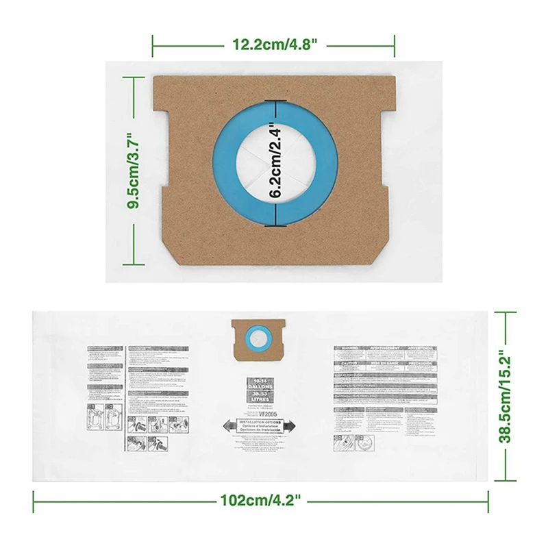 M14K-20 Pack VF2005 Collection Фильтр-мешки для магазина-Vac 9066200   10-14 галлонов Тип F + Тип I, замена детали 90662 и 90672