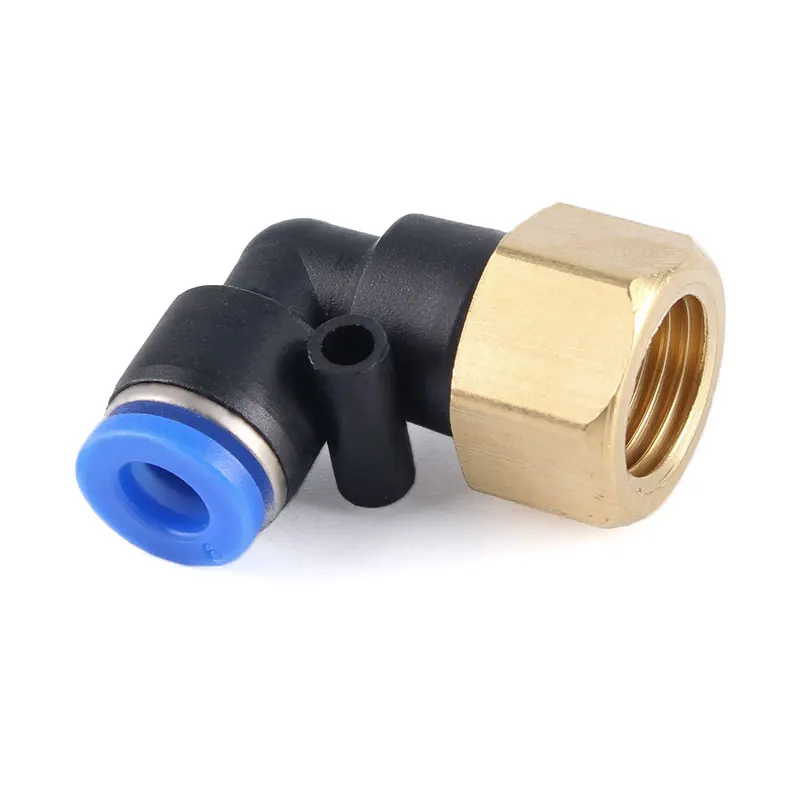 Pneumatic Quick Connector L-Type Blue PLF Elbow Internal Thread 6-01 8-02 Gas Pipe Connector 3/4points M5