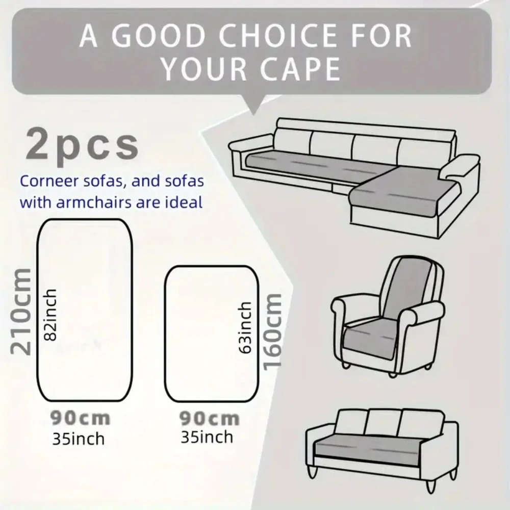 2pcs/Set Honeycomb Jacquard Plush Sofa Covers for Living Room Corner Sofa Couch Seat Cover Sofa Towel