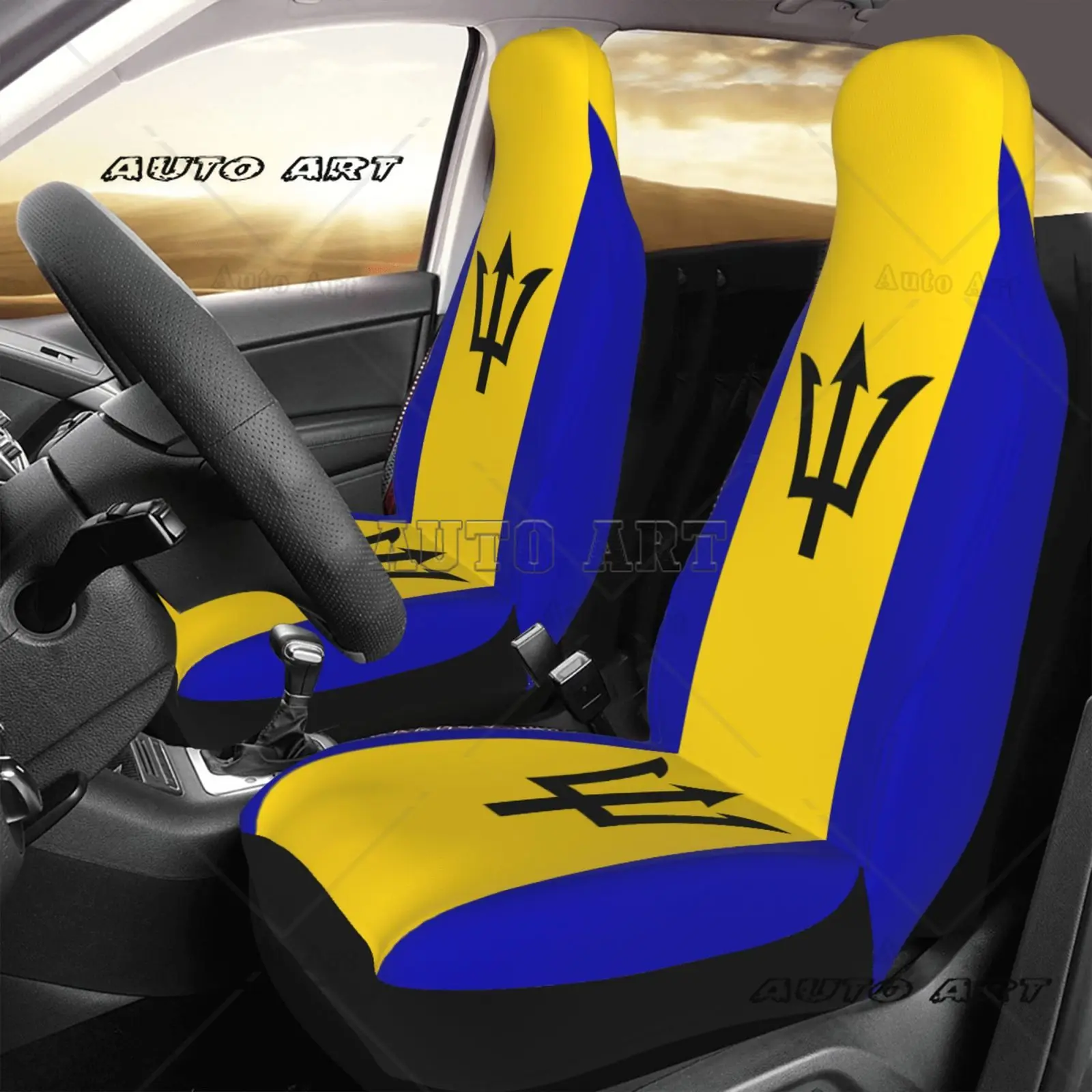Barbados Flag Car Seat Cover - Anti-Slip Car Accessory - Suitable for All Seasons and All Models