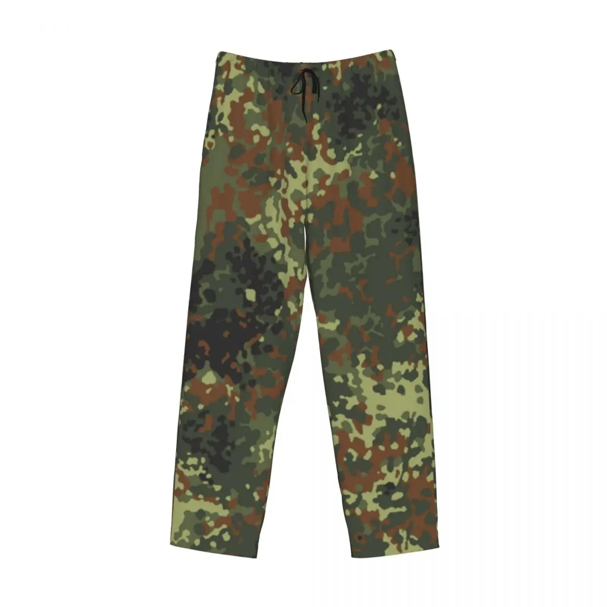 Custom Flecktarn Camo Pajama Pants Sleepwear for Men Elastic Waistband Camouflage Sleep Lounge Bottoms with Pockets