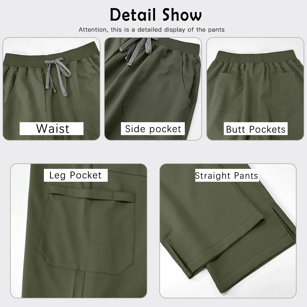 High-end Lab Workwear Medical Nurse Uniform Dentist Scrub Set Pocket Top+Straight Pants Clinical Nursing Clothes Beauty Workwear