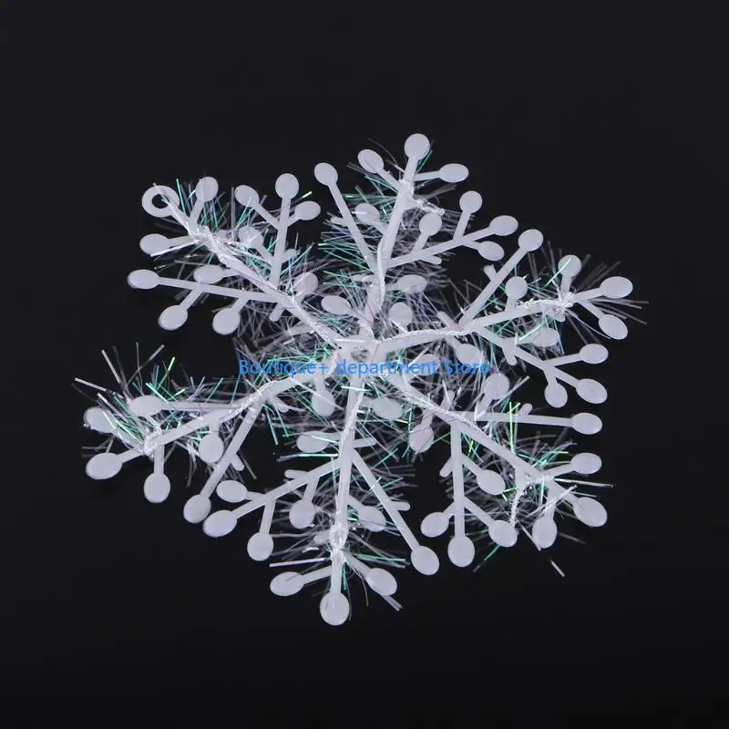 E1PD 3 pcs White Snowflake Ornaments Christmas Tree Deco Festival Decortion