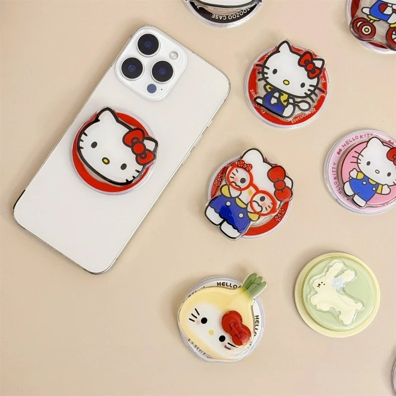 Cute Cartoon Sanrio Hello Kitty Magnetic Phone Holder Grip Tok Griptok Phone Stand Support for IPhone Samsung Magsafe Smart Tok