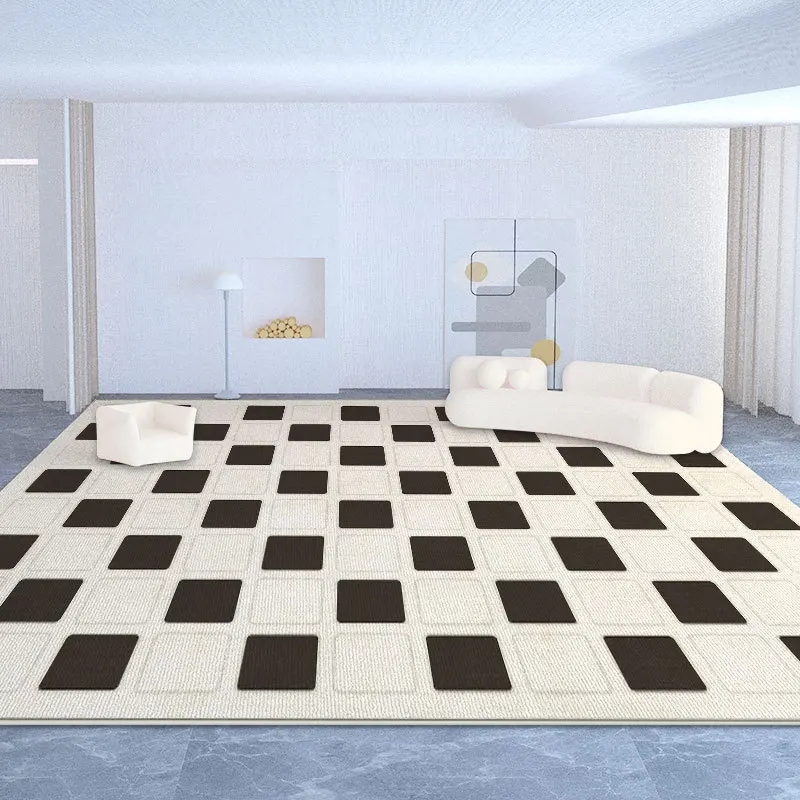 Minimalist Plaid Living Room Bedroom Carpet Japanese Style Checkerboard Parlor Sofa Floor Mat Office Meeting Room Modern Rugs