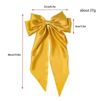 Korean Accessories Hair Clips for Women Girls Big Bowknot Solid Satin Long Ribbon Bows Spring Clamp Barette Cheveux Femme 2023 6