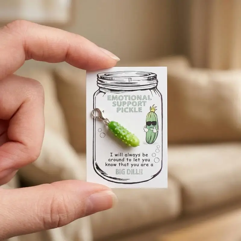 Mini Emotional Pickle Resin Keyring Cucumber Pendant Cute Key Charm for Purse Backpack Accessory