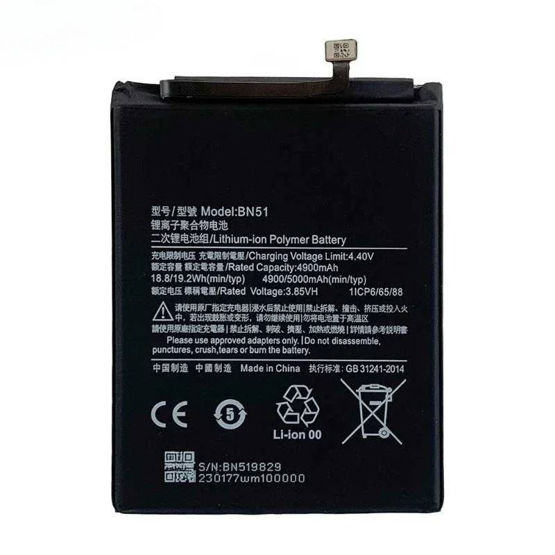 New 5000mAh BN51 Replacement Battery for Xiaomi Redmi 8 Redmi 8A Redmi8 Dual Authentic Phone Batteries High Qualty Bateria 3.85V