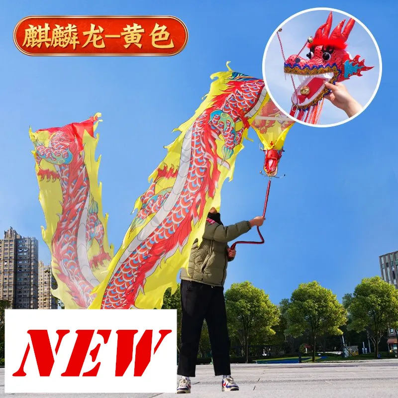 6/8/10m Silk Dragon Dance Ribbon For Adults Chinese Traditional New year Festival Celebration Prop Fitness Dragon Set