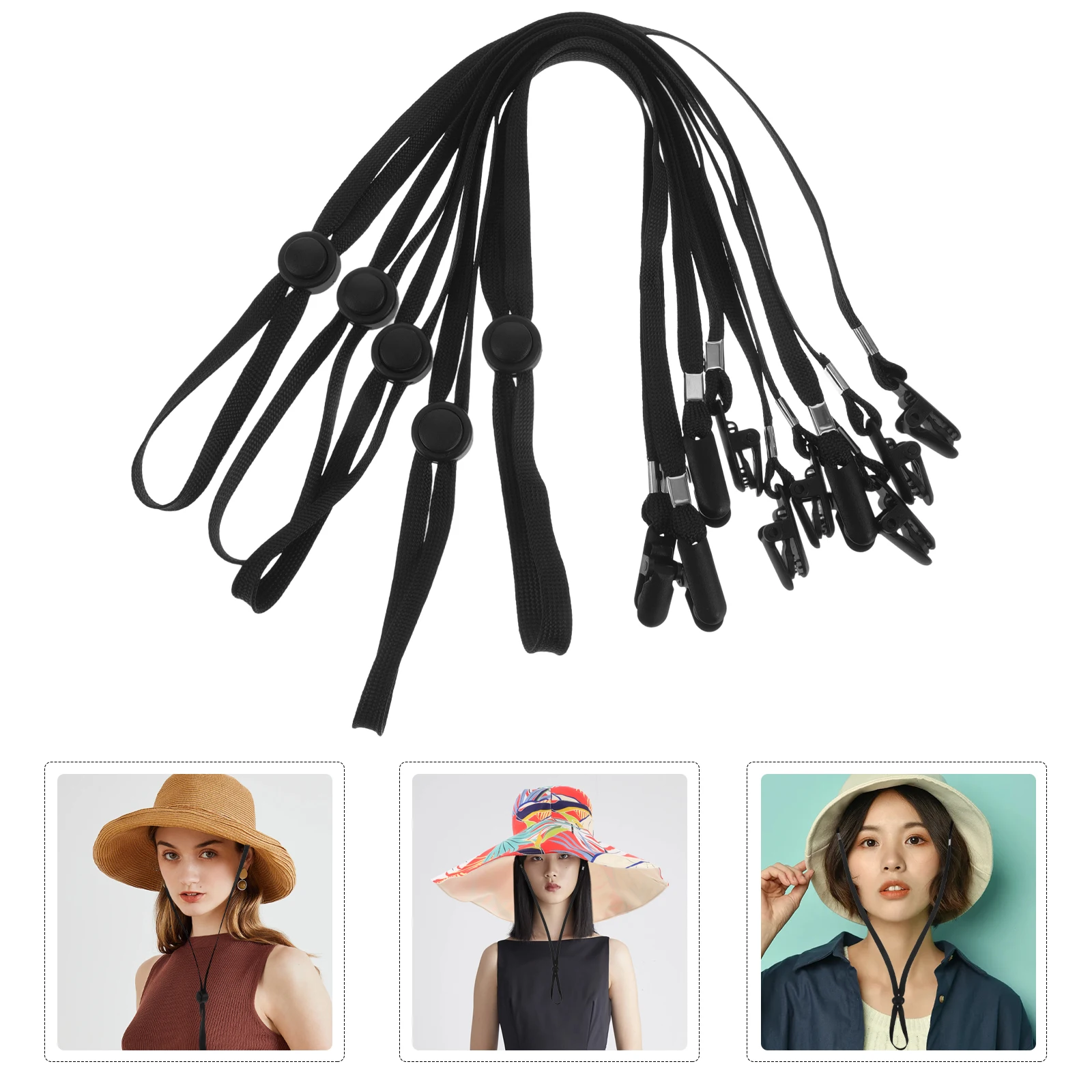 

5pcs Windproof Hat Strap Clips Anti-Lost Adjustable Cord For Golf Boating Fishing Outdoor Sports Cap Elastic Band Lanyard