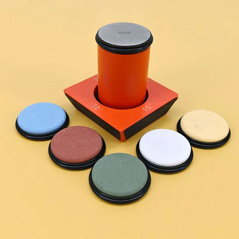 

Оранжевая четырехугольная квадратная точилка для ножей, набор точилок для ножей с вращающимся колесом, точильный камень с вращающимся колесом