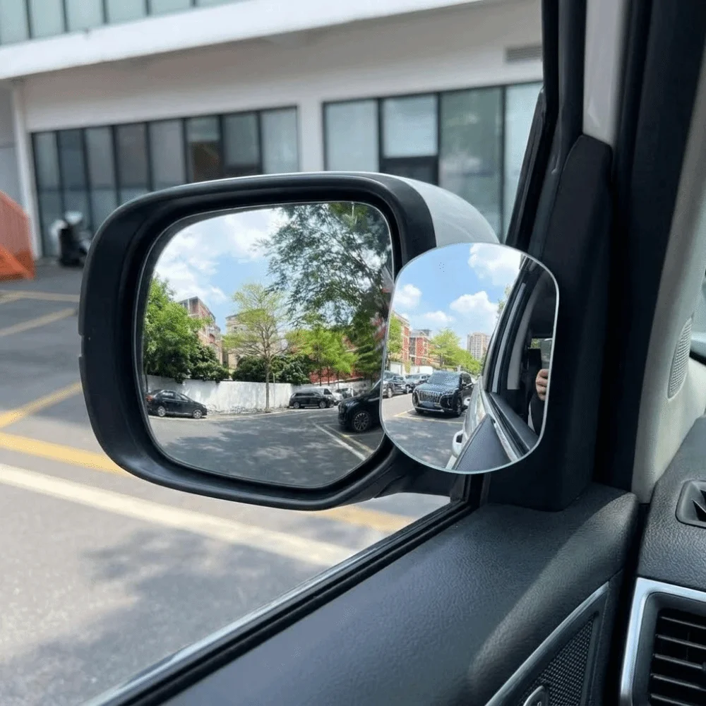 360° Rotatable Car Blind Spot Mirror HD Clear Wide Angle Convex Wide Angle Convex Rearview Mirror Adjustable Sturdy Suction Cup