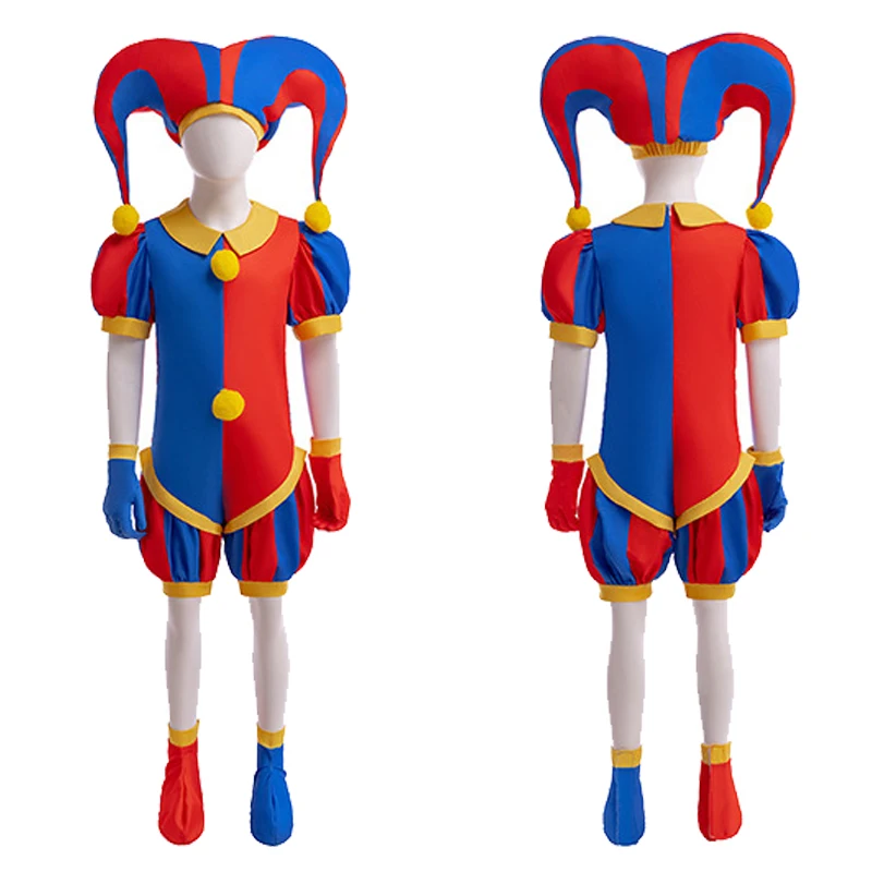 Das erstaunliche digitale Zirkus Pomni Cosplay Kostüm für Kinder Erwachsene Halloween Karneval Party Bodysuit Cosplay Anzug