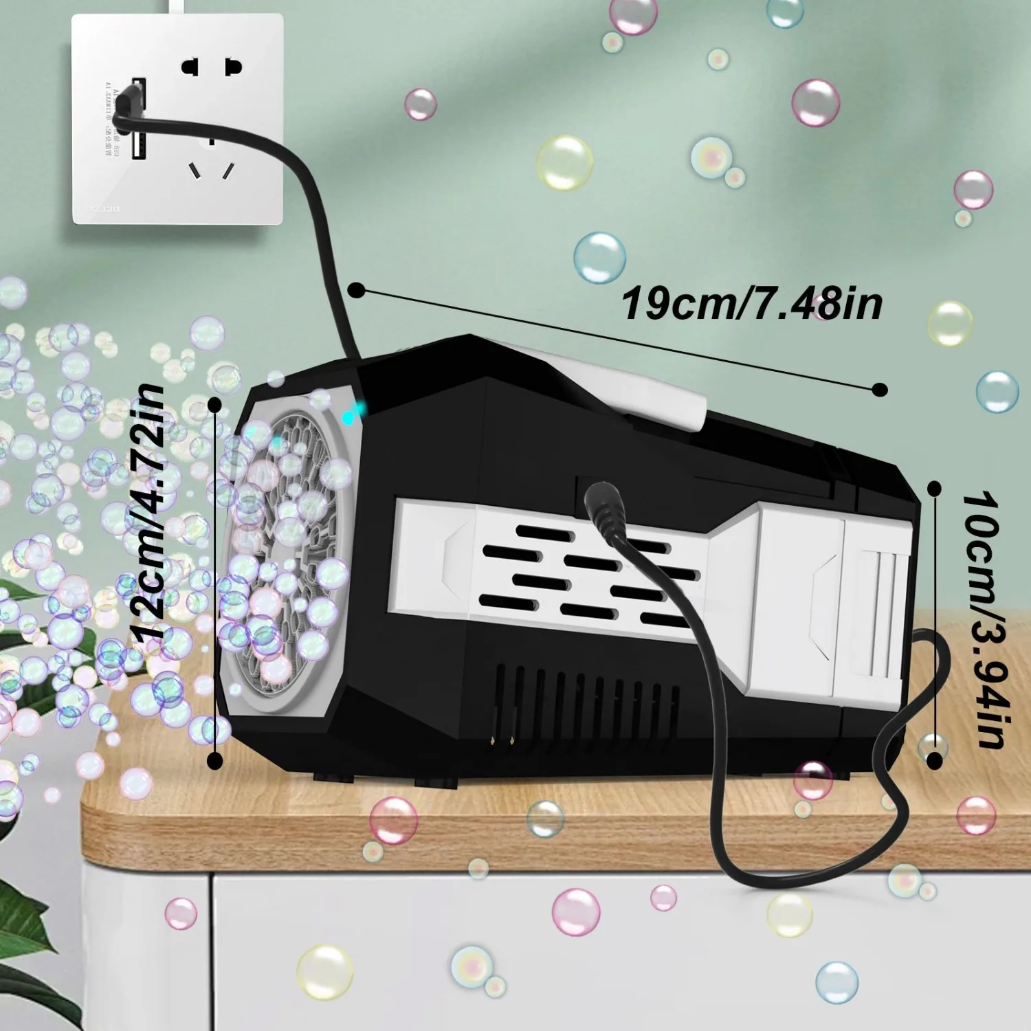 Automatic Bubble Machine | Fast-Blowing 20000+ Bubbles/Min | Plug-in/Battery Powered | 10X Solution for Birthday Parties & Nurse