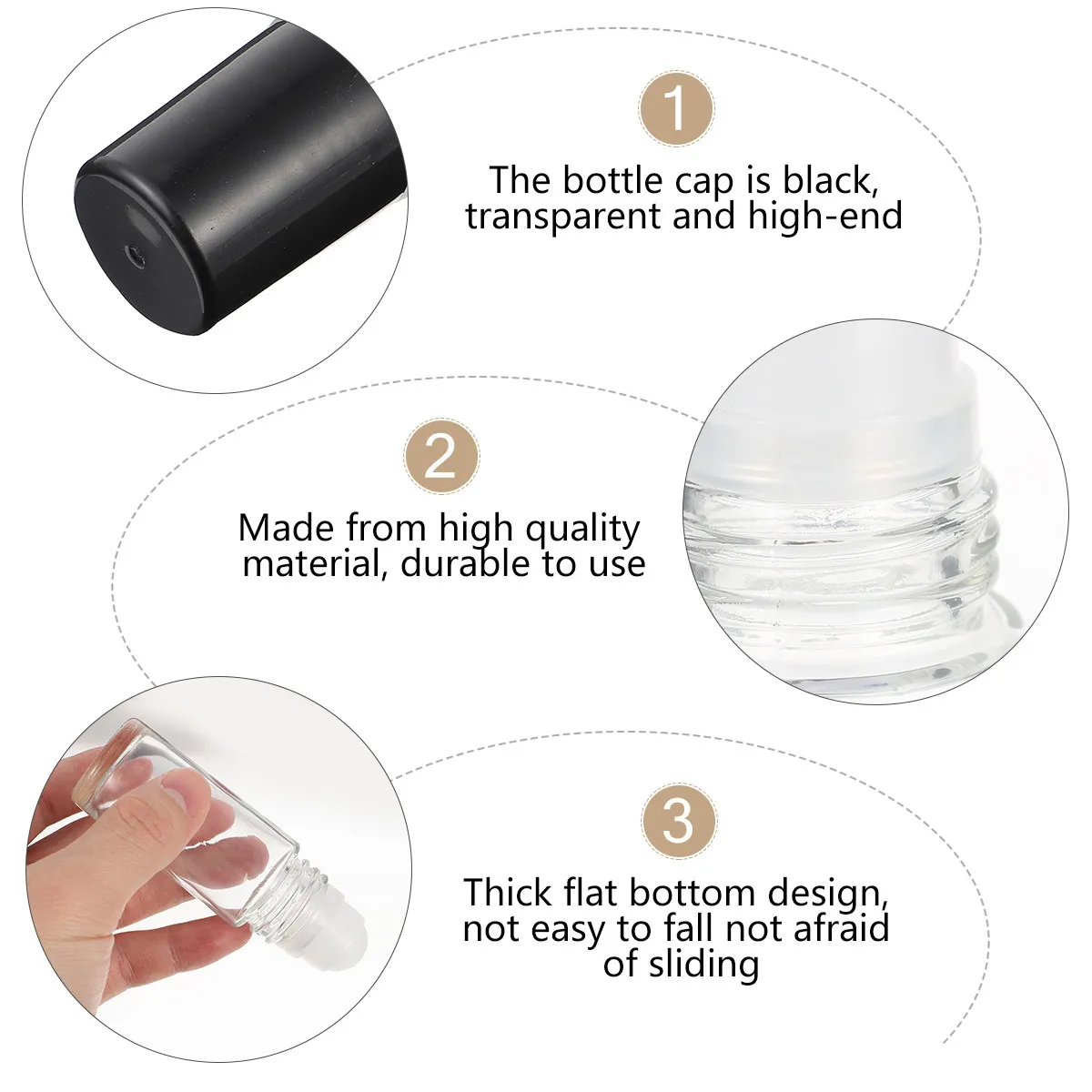 6Pcs Roller Bottle Essential Oil Bottles Leakproof Refillable Portable White Glass Subpackaging Bottles for Travel Use view 6