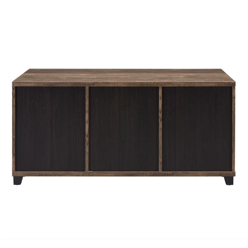 Tavolino da caffè rustico in rovere e nero con ante scorrevoli