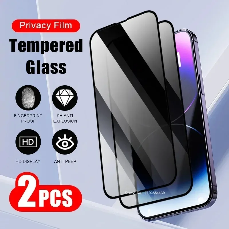 2Pcs Privacy Glass Smartphone for Iphone Phone Screen Protector 16 15 14 Plus 13 12 Mini 11 Pro XR XS Max X Tempered Glass Film