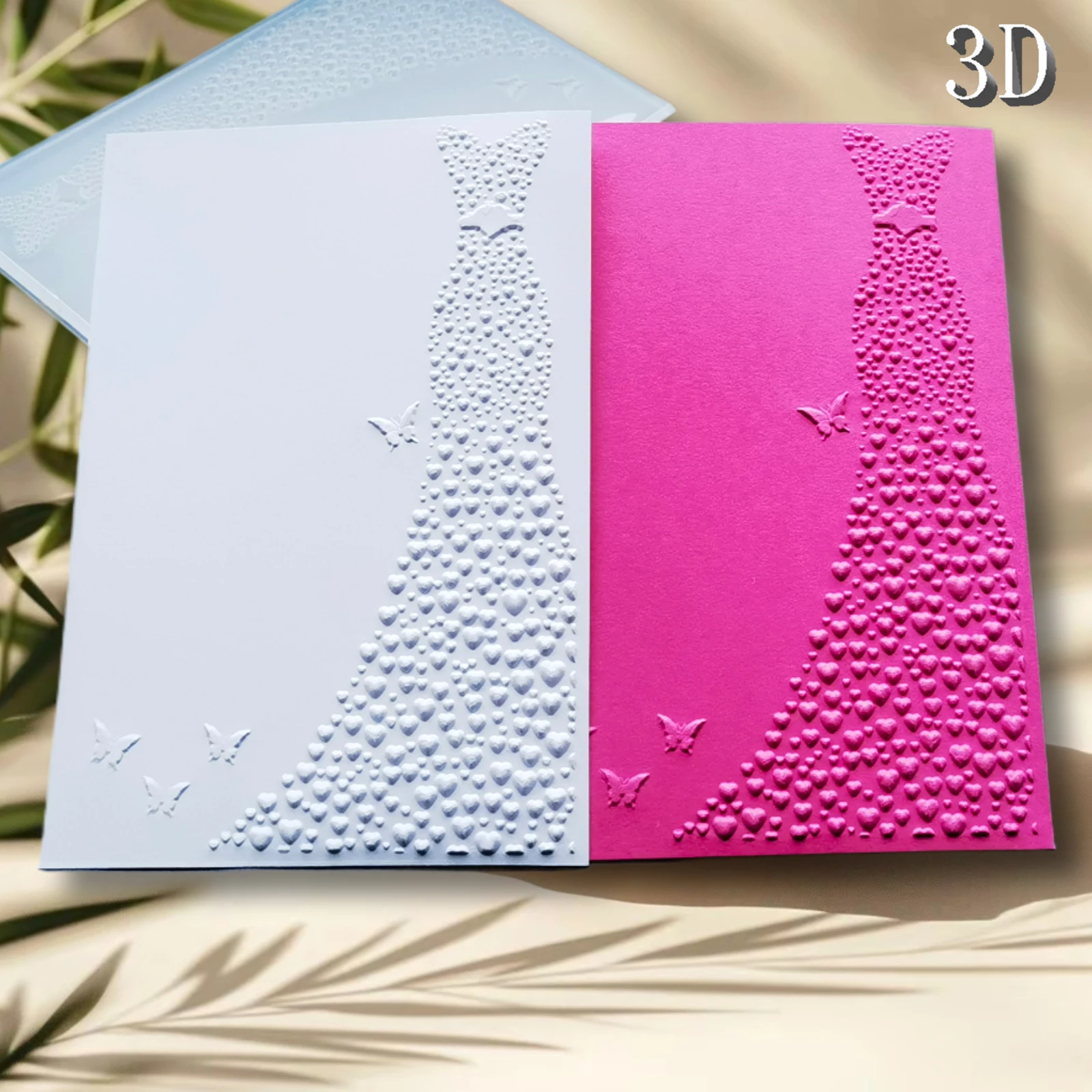 Ein Satz 3D-geprägter Ordner mit Herz- und Schmetterlingsmotiven, der mit strukturierten Musterhintergründen kombiniert, Kunststoffhandwerks-Templat
