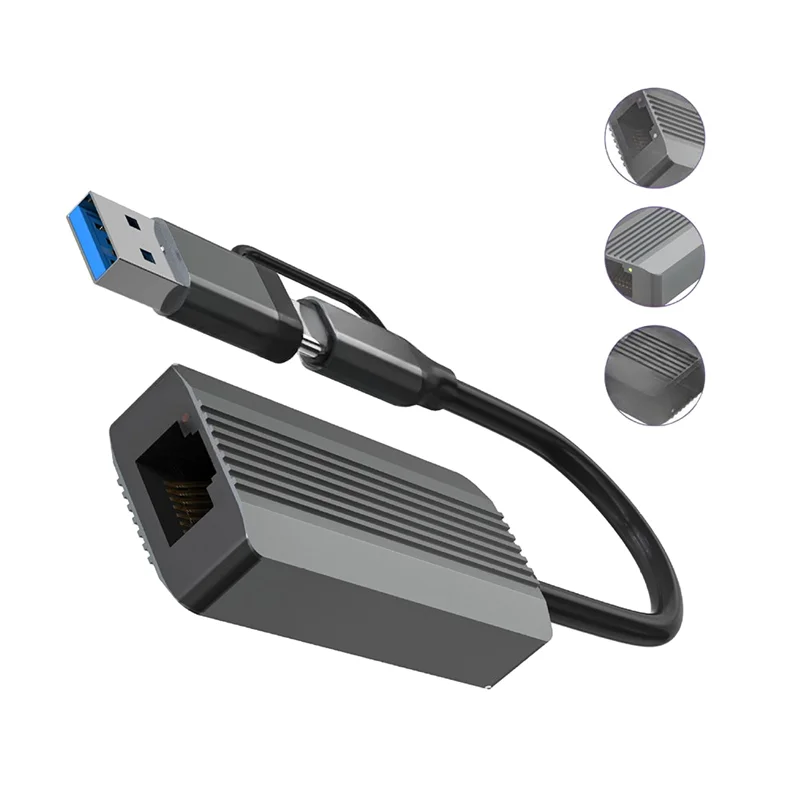

Well Made-2.5G High-Speed Ethernet Adapter USB 3.0 & Type C To RJ45 Network Card For Laptop PC NAS Server