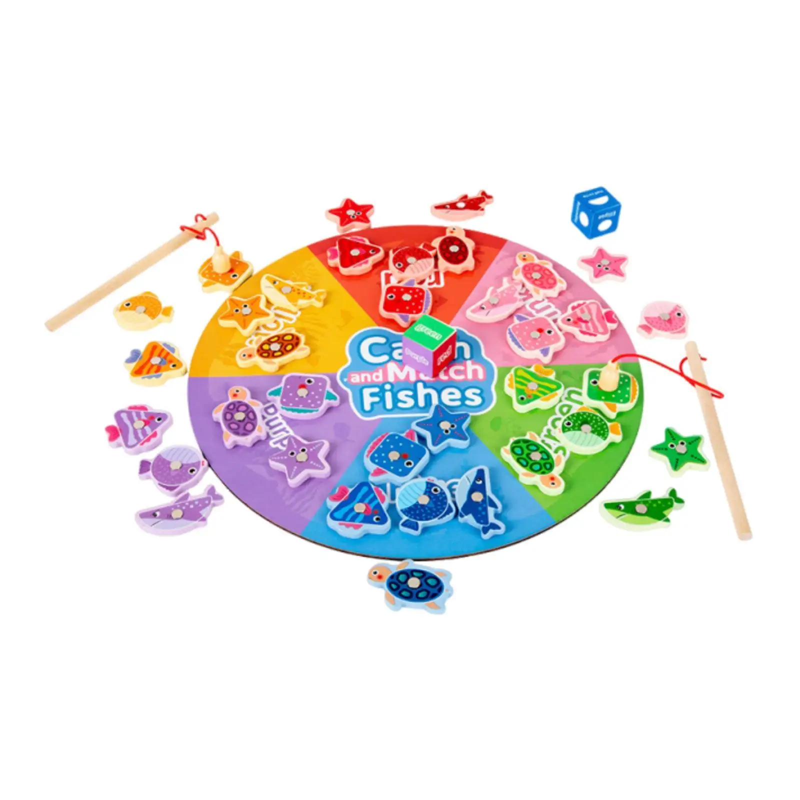 

Magnetic Wooden Fishing Game Toy Educational Toy Preschool Learning Color Sorting Puzzle for 3 4 5 Years Old Kids Boys Girls