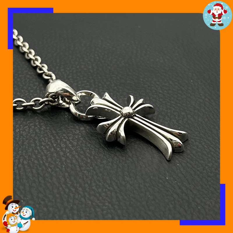 Premium Retro Water Drop Ring Cross Necklace Medium Hip Hop Personality Pendant Classic Trendy Brand