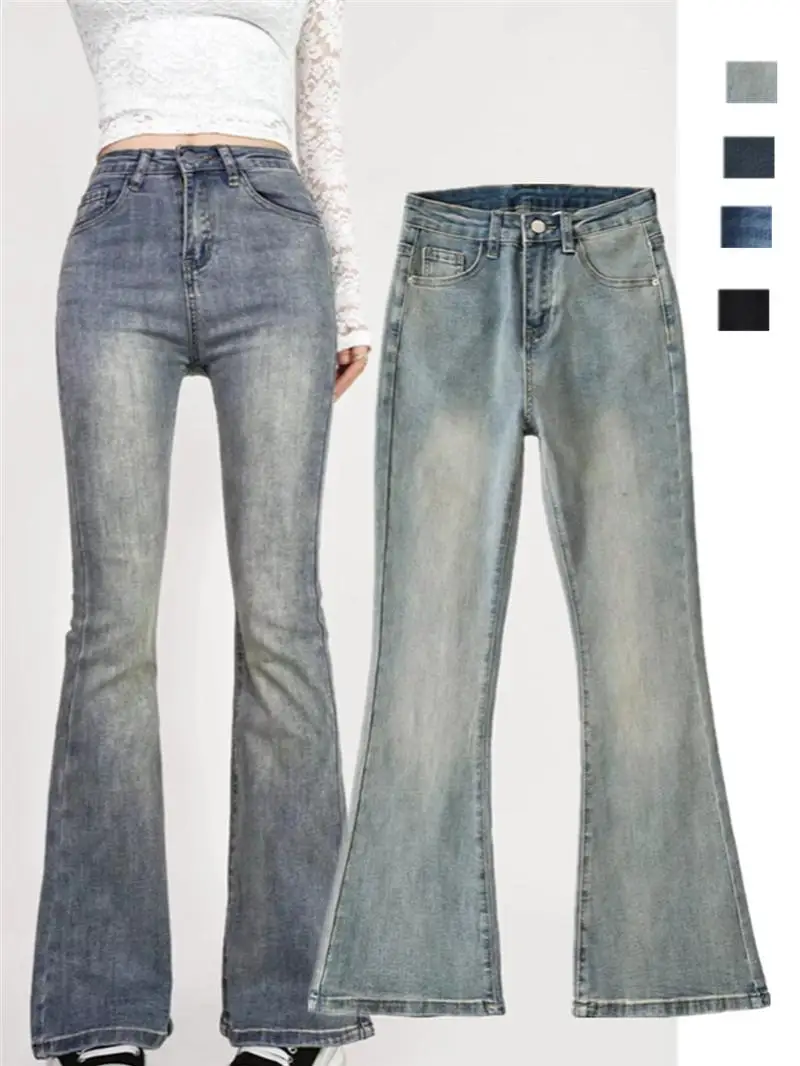 

Джинсы-колокольчики American Sle Slim Fit, винтажные эластичные длинные брюки для похудения, глубокие и светлые цвета, l талии