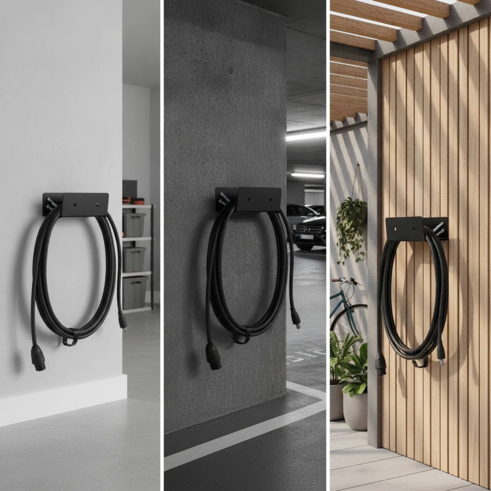 EV Cable Holder Heavy Duty Charging Cable Holder Wall Mount Easy Installation Sturdy for Electric Vehicle Drivers, Garage