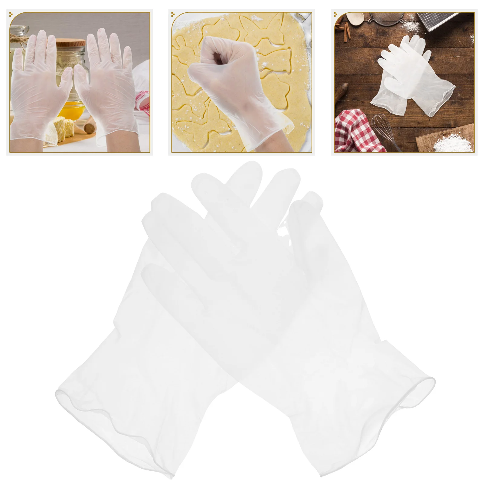 

100 Pcs Oil-resistant and Stain-resistant Gloves Disposable Mitten Food Prep Film Bbq Pvc