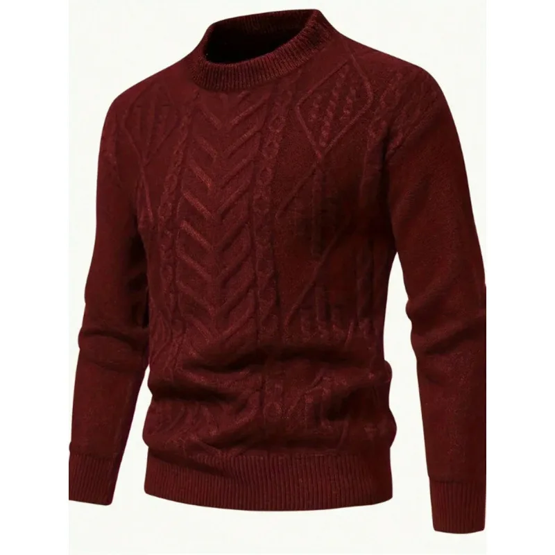 

Men's Knitted Sweater Woolen Knitwear Comfortable Soft Fabric Nine-Quarter Sleeve Deformation-Resistant Fashionable Casual