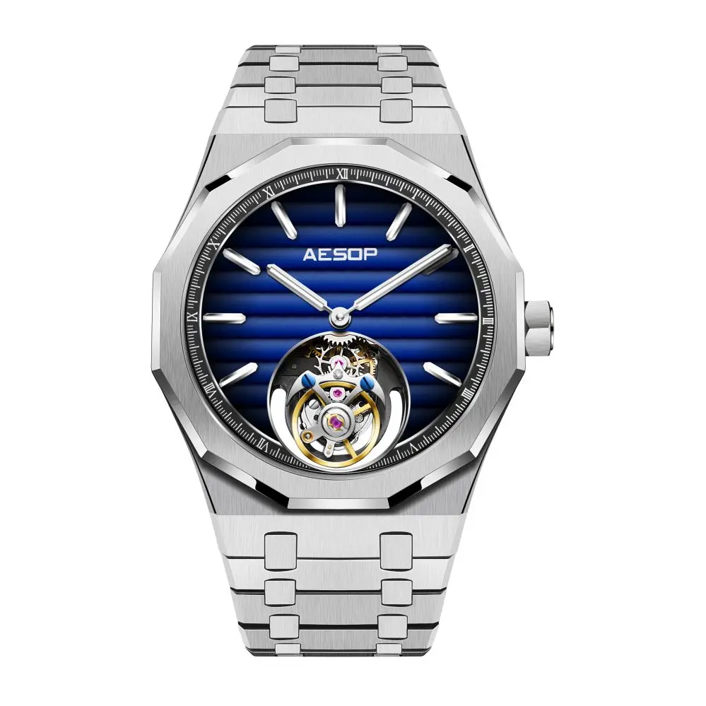 Ready Stock AESOP（automatic 7057G) Men's Tourbillon Mechanical Watch 316L Steel Sapphire Waterproof Luminous Business Watch