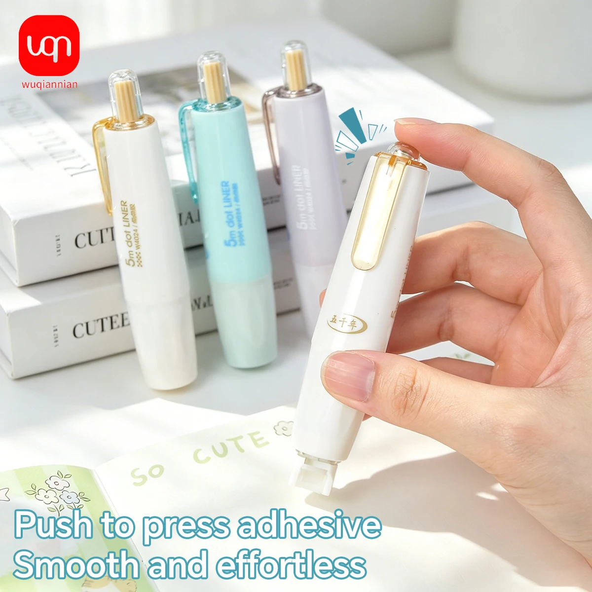 Press Type Dot Glue Tape Pen 5m Macaron Color Refillable Dot Liner for Scrapbooking DIY Handcraft Stationery