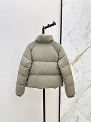 2024 autumn and winter high-quality latest plush plaid lining cloth stand collar bread style down jacket