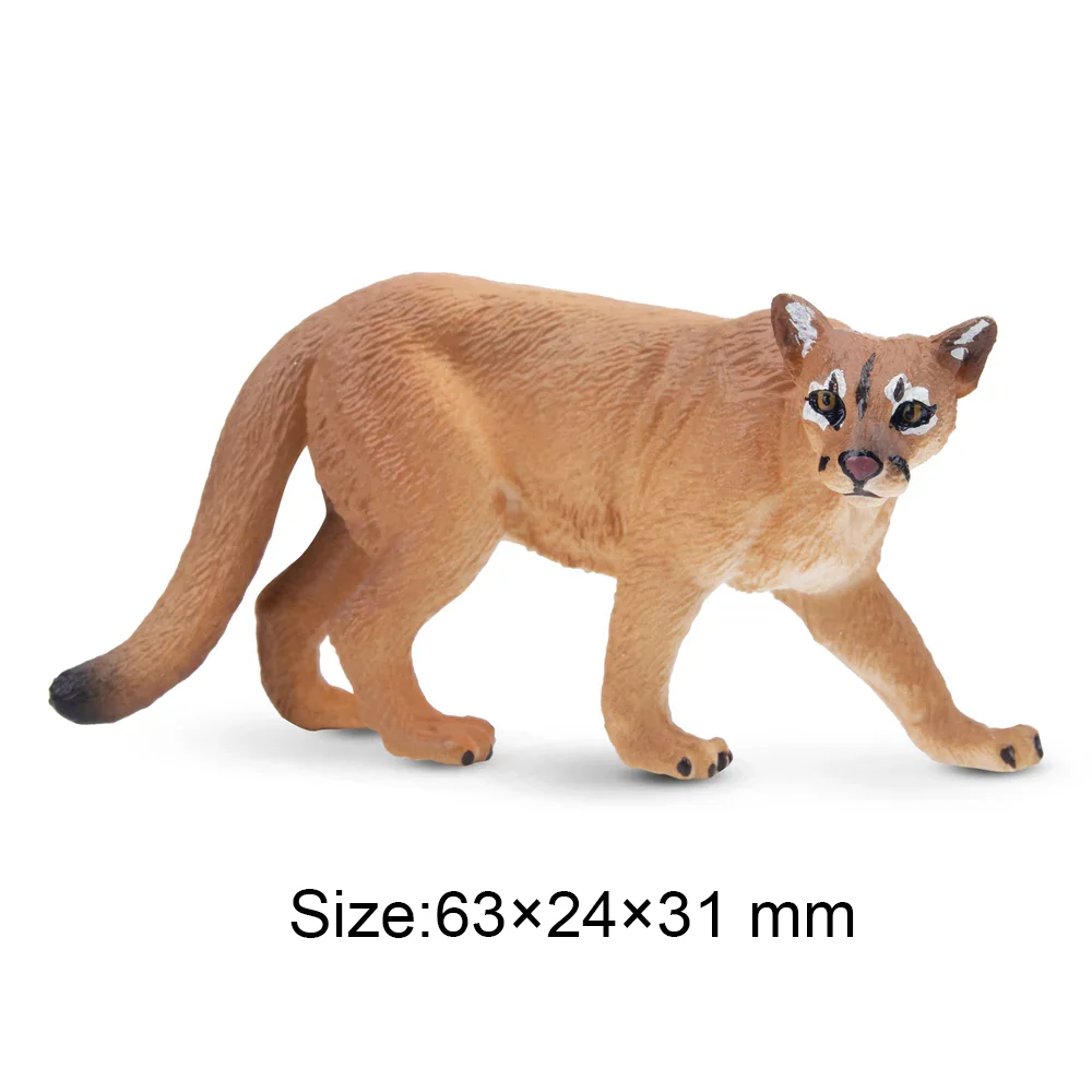 Toymany シミュレーションクーガー野生動物動物モデルおもちゃミニフィギュア人形アクション置物おもちゃ子供のギフトケーキ装飾