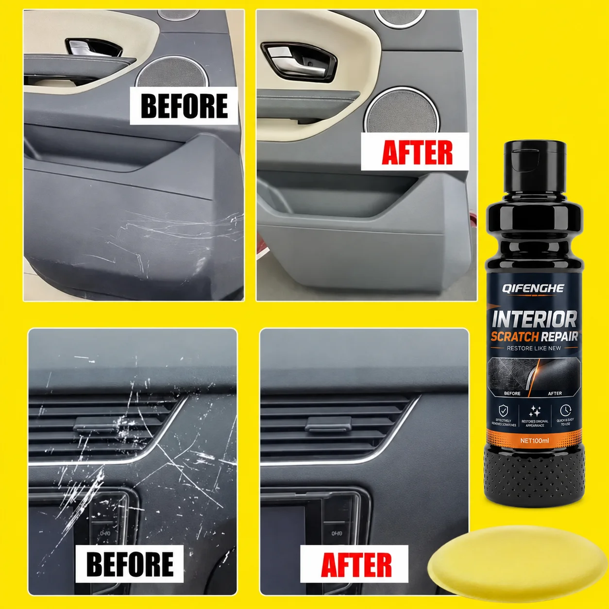 Plastic Repair Wax - Car Scratch Repair and Tire Gloss Repair, Black Interior and Dashboard, Plastic Surface Repair | Repair Wax