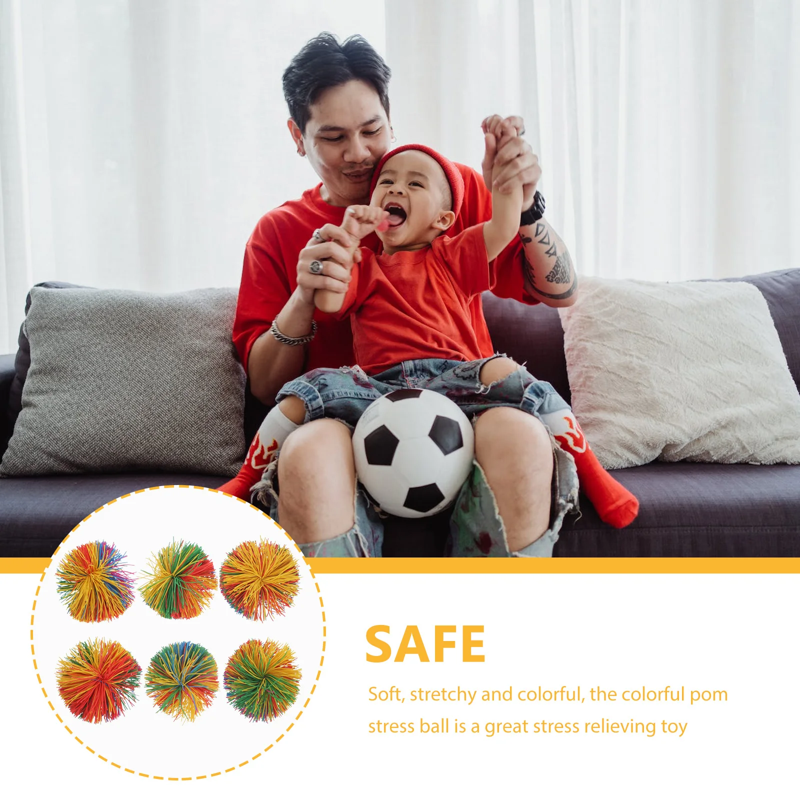 

6pcs 6Cm Colorful Silicone Soft Stretchy Stress Relief Bouncing Sensory Fidgets Kids Friendly Play Game Replacement