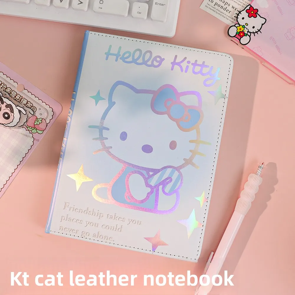 A5 Cute KT Laser Color Page Notebook Diary Student Full Color Memo Pad High Appearance Leather Cover Journal for Study