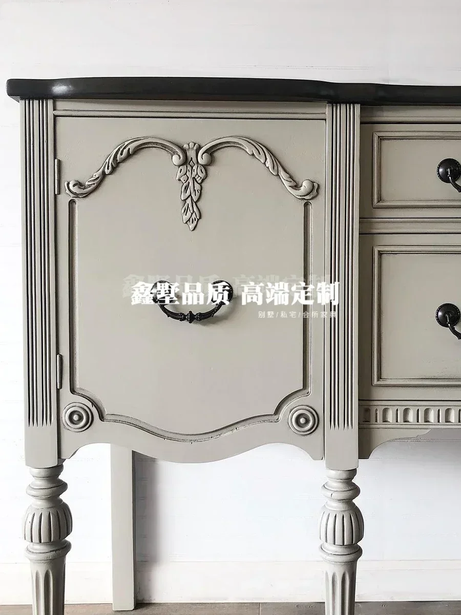 TAO Solid Wood Sideboard Entry Door Curio Cabinet American Cream Style Small Apartment Cabinet