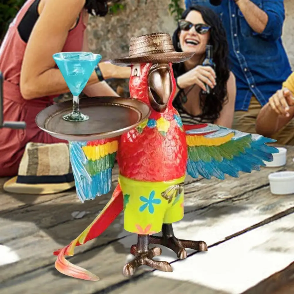 

Drink Serving Parrot Butler Colorful Parrot Butler Serving Tray For Home Pool Decor Resin Figurine Statue Sculpture For Beverage