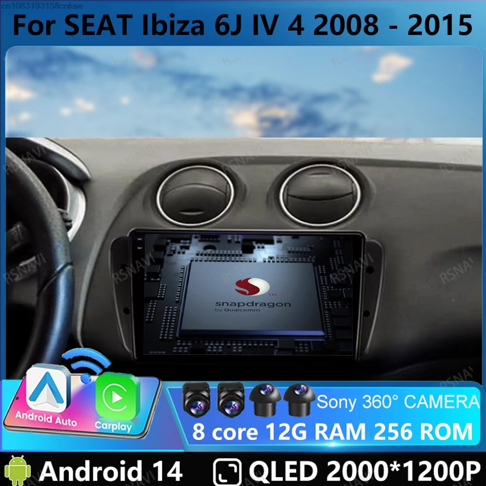 

Car Radio Andoird 14 For SEAT Ibiza 6J IV 4 2008 - 2015 GPS Navigation Stereo DSP Multimedia DVD 2 DIN 4G LTE Viedo Player BT