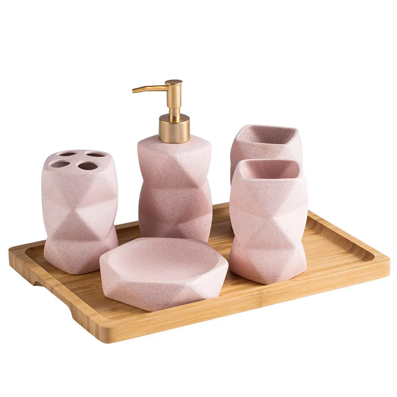 Ceramic Bathroom 4-piece Set Nordic Style Bathroom Supplies Ornaments for Gift Giving Mouthwash Cup Toothbrush Cup Set