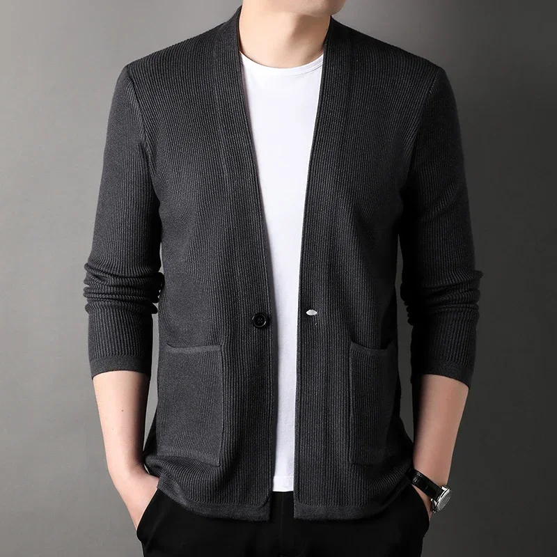 

High Quality Men's Knitted Cardigan Buttonless Casual Comfortable and Versatile Suits Man Clothes