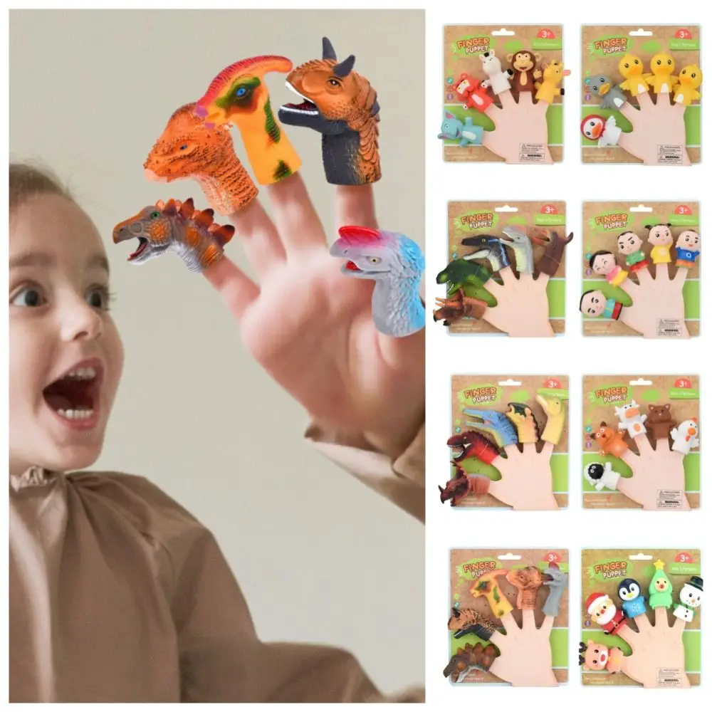 Colorful Mini Animal Hand Puppet Educational Toy Montessori Doll Finger Puppet Toy Set Safety Narrating Dinosaur Finger Puppet